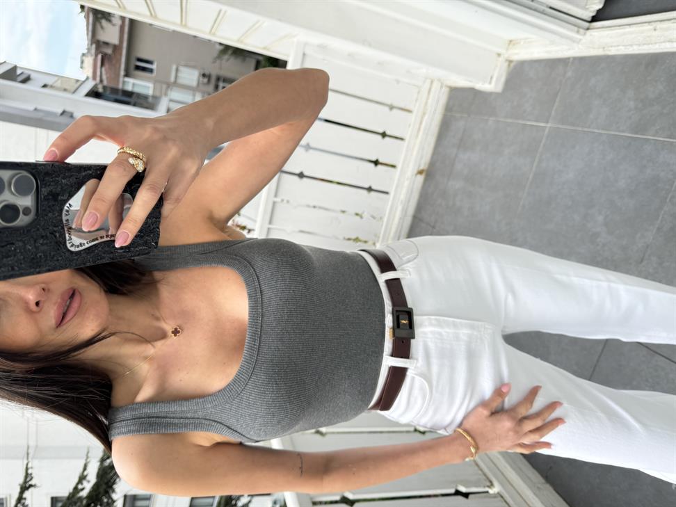 Antrasit Kaşkorse U Yaka Atlet Bluz