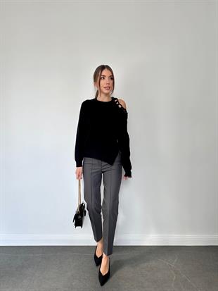 Antrasit Önü Dikişli Kumaş Pantolon