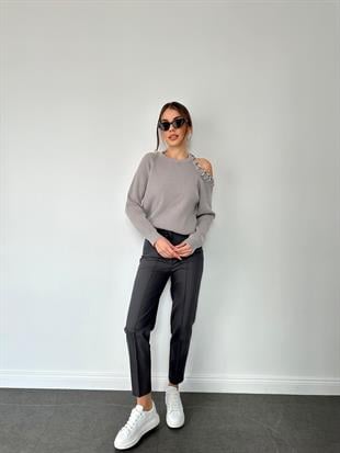 Antrasit Önü Dikişli Kumaş Pantolon