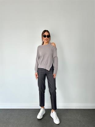 Antrasit Önü Dikişli Kumaş Pantolon