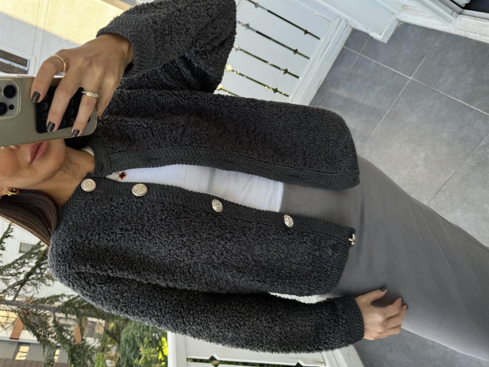 Antrasit Teddy Hırka