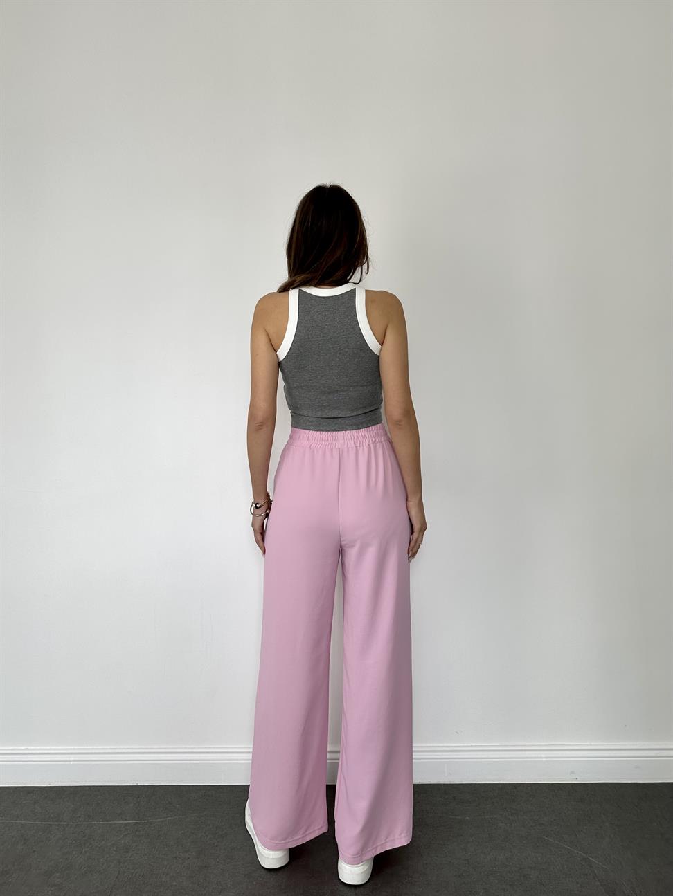 Antrasit Yakası Şeritli Atlet Bluz