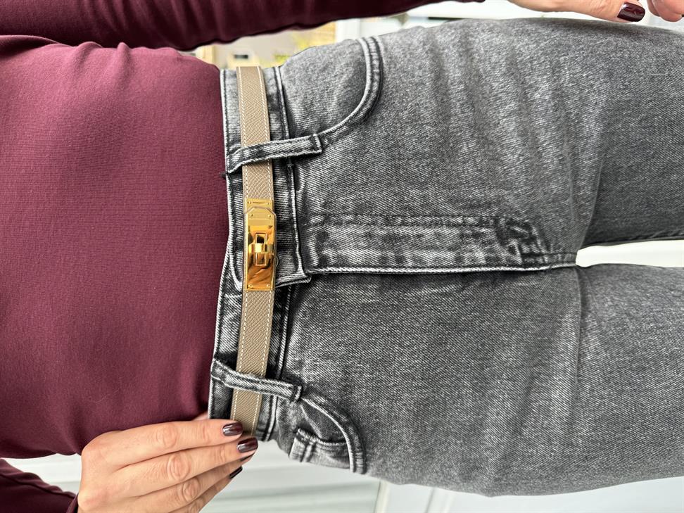 Antrasit Yüksek Bel Bol Paça Jean