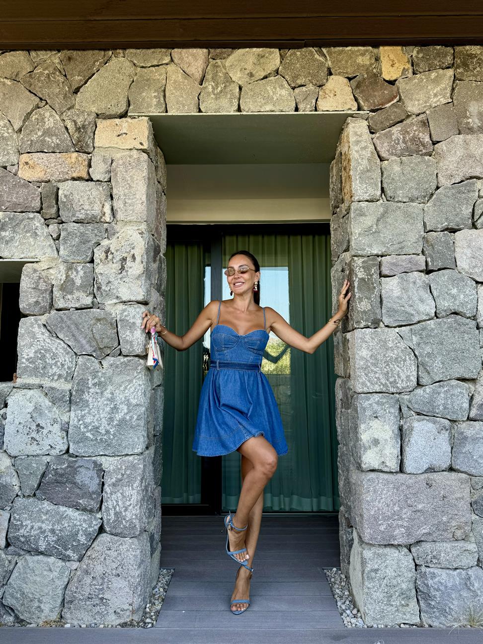 Askılı Denim Elbise