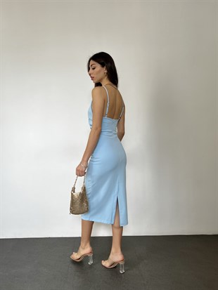 Bebe Mavisi  İp Askılı Elbise