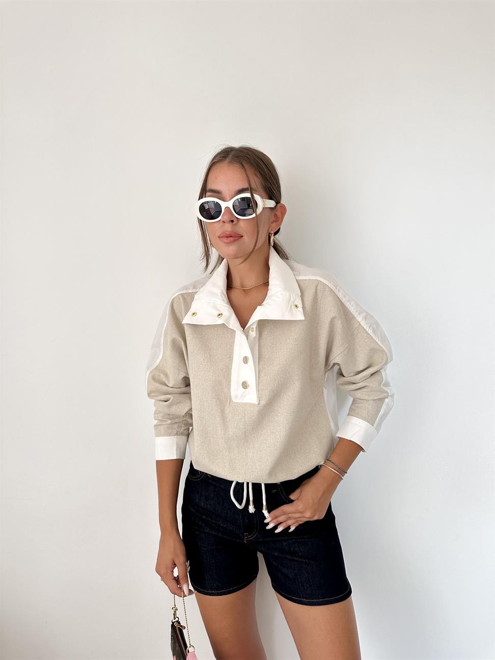 Bej-Beyaz Sweatshirt