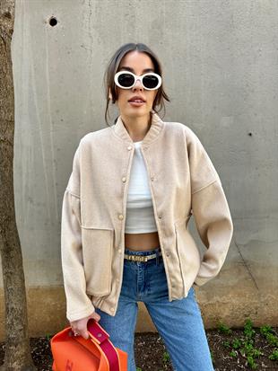 Bej Bomber Ceket