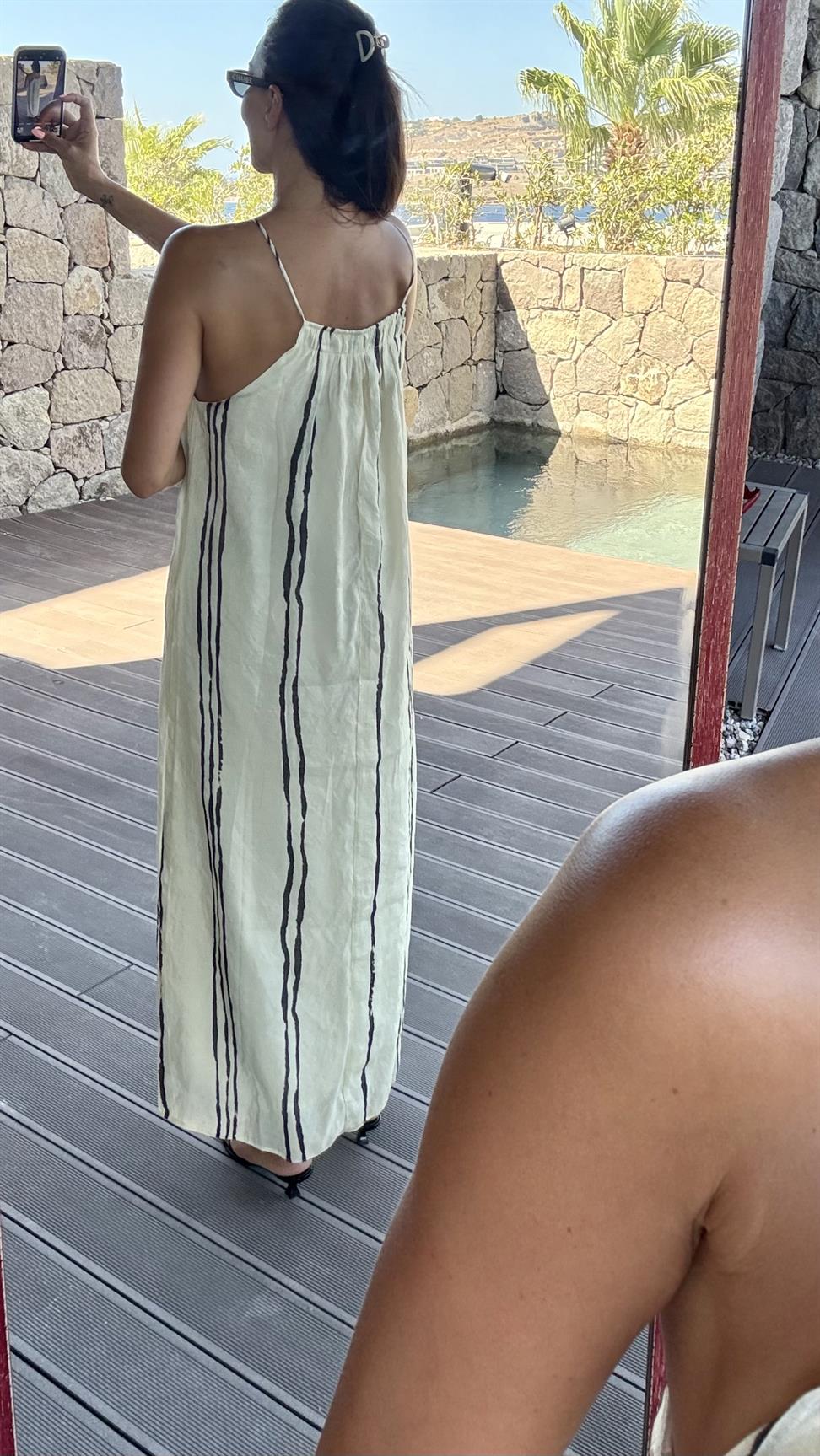 Soft Sarı Halter Kesim Uzun Elbise