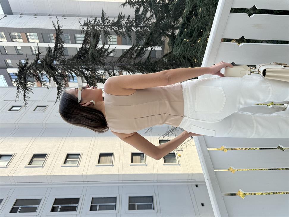 Bej İpli Korse Bluz