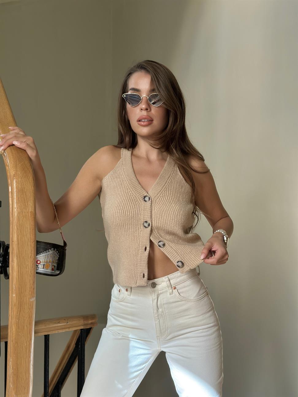 Bej İtalyan Reglan Yelek