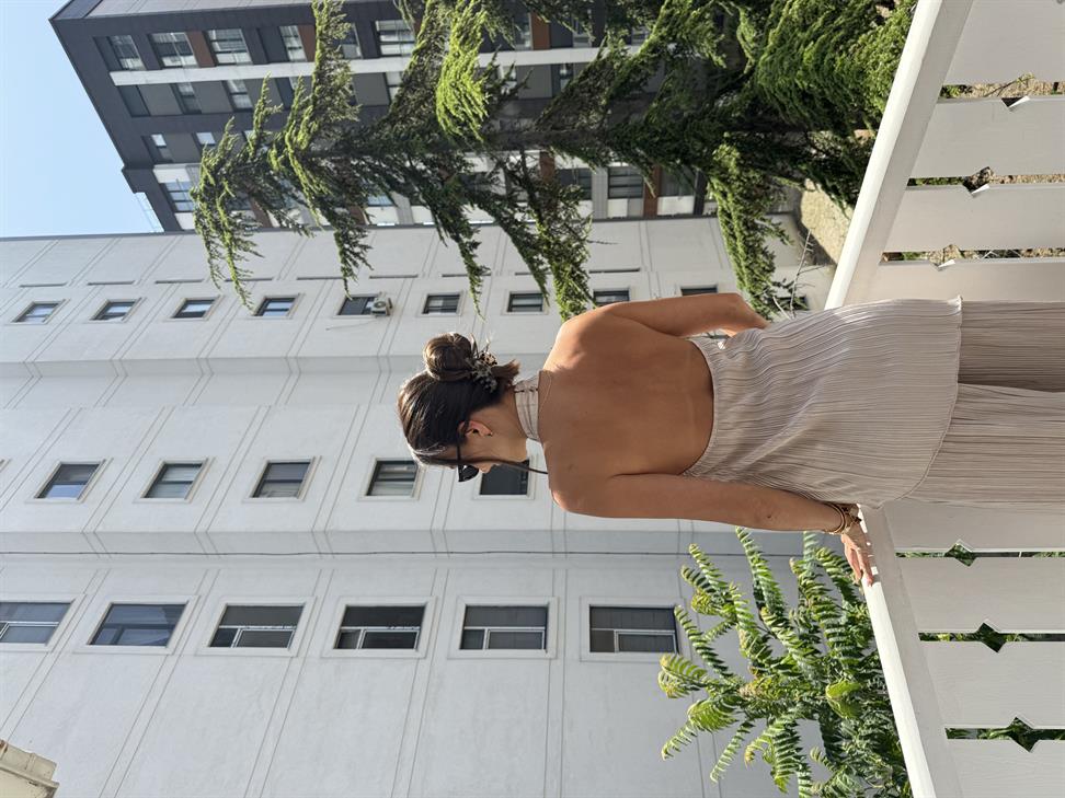 Bej Kırınkıl Kumaş Bluz Takım