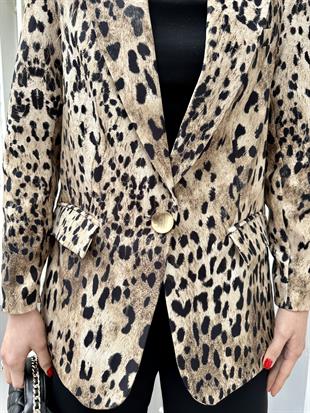 Bej Leopar Ceket