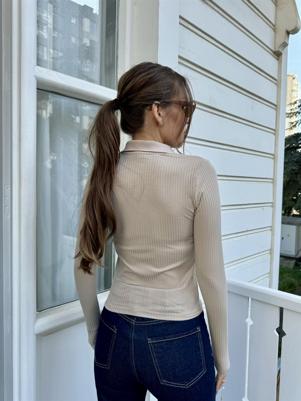 Bej Polo Yaka Basic Body