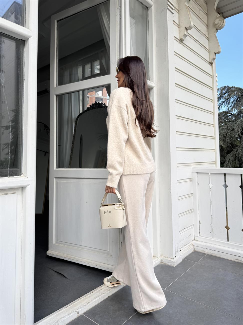 Bej Soft Doku Bol Paça Pantolon