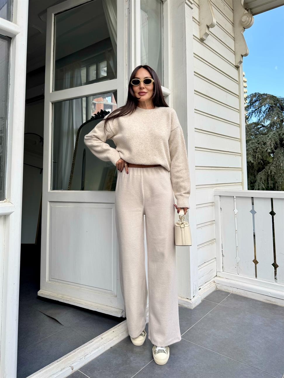 Bej Soft Doku Bol Paça Pantolon