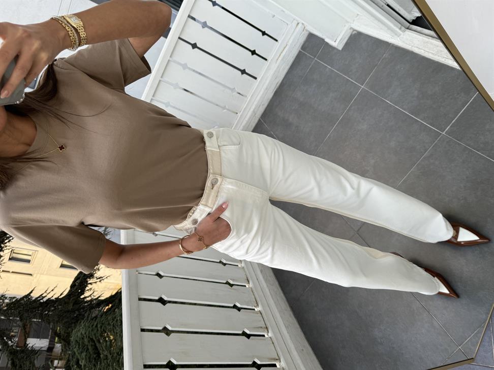 Beyaz Arka Kısım Bej Jean