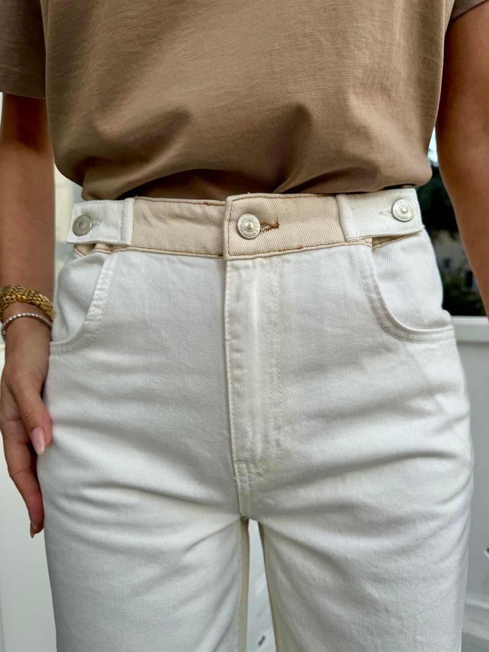 Beyaz Arka Kısım Bej Jean