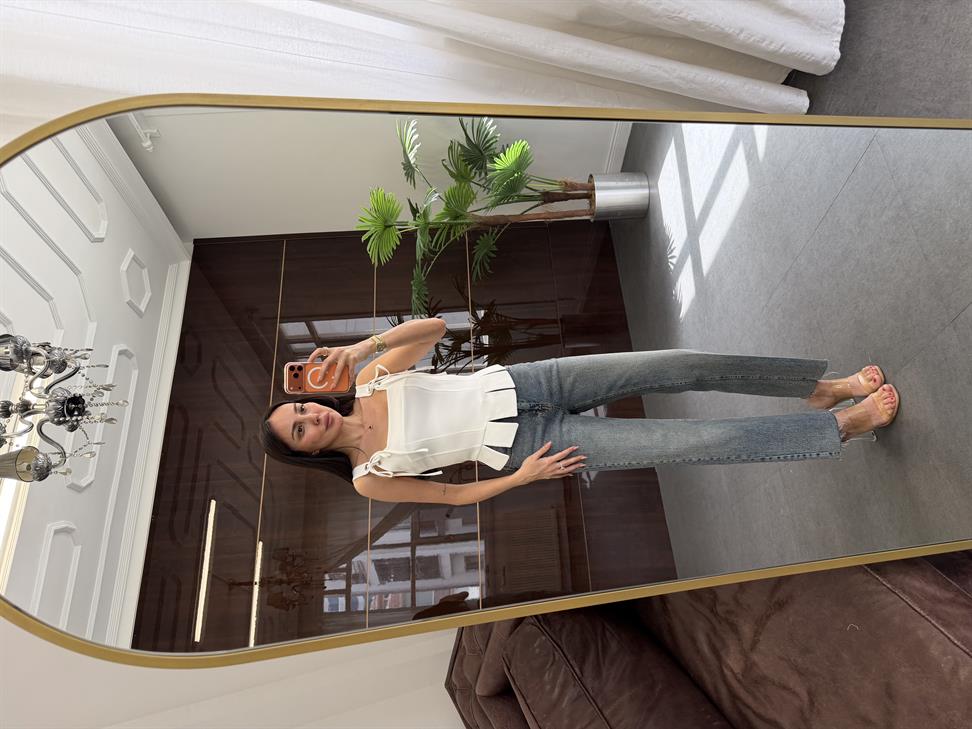 Beyaz Atlas Korse Bluz