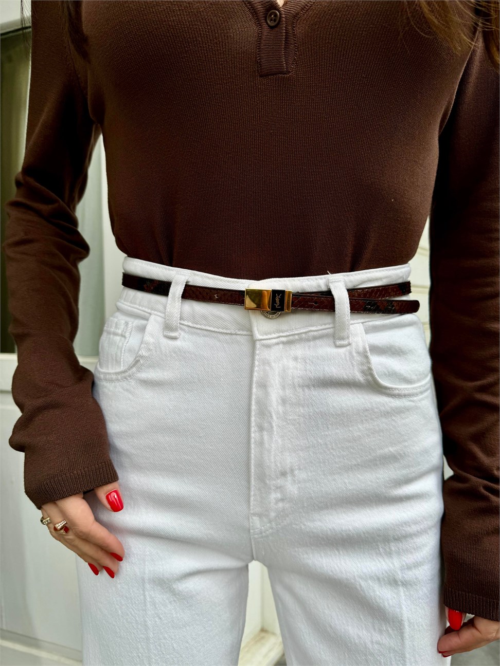 Beyaz Çizgi Ütü Straight Jean Pantolon