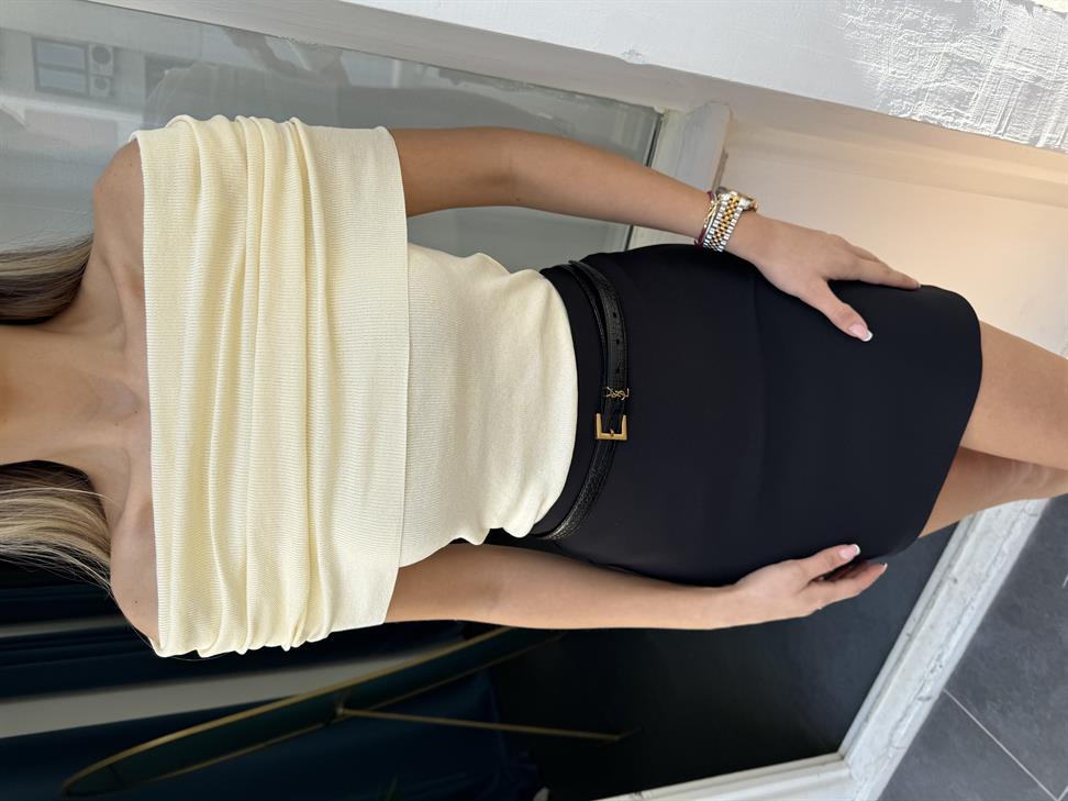 Ekru Dökümlü Madonna Bluz