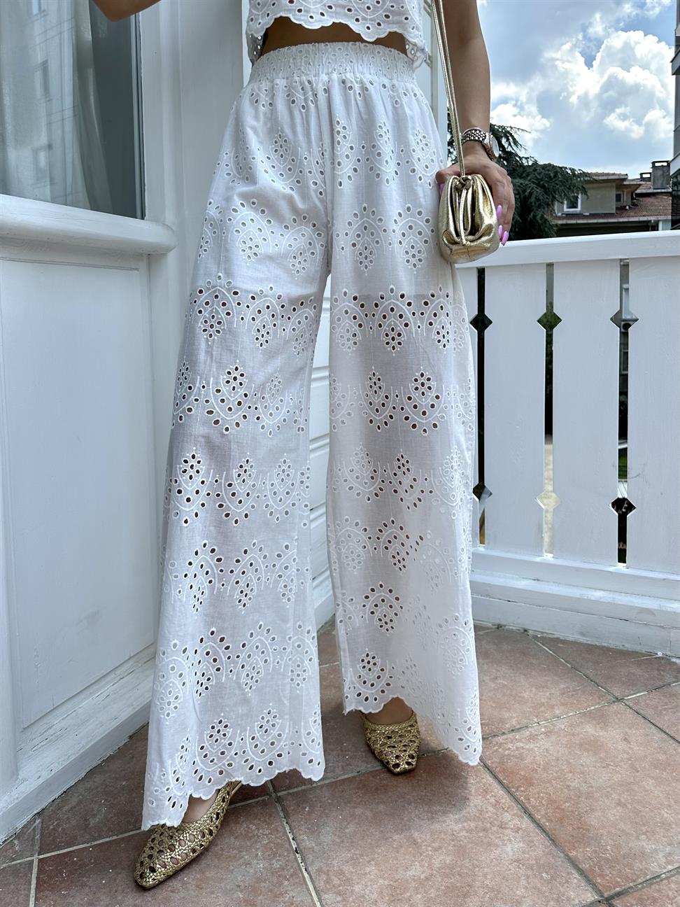 Beyaz Fisto Pantolon