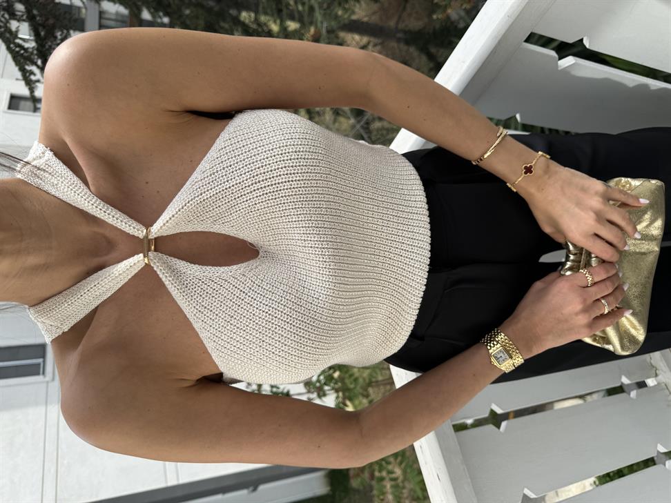 Beyaz Gold Aksesuar Merserize Bluz