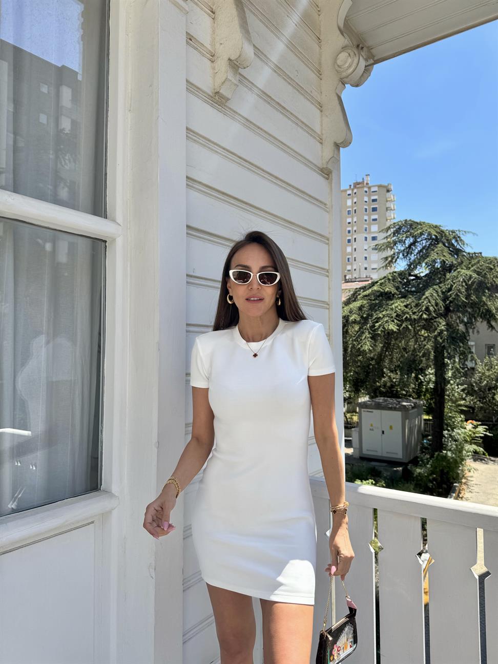 Beyaz Mini Likralı Elbise