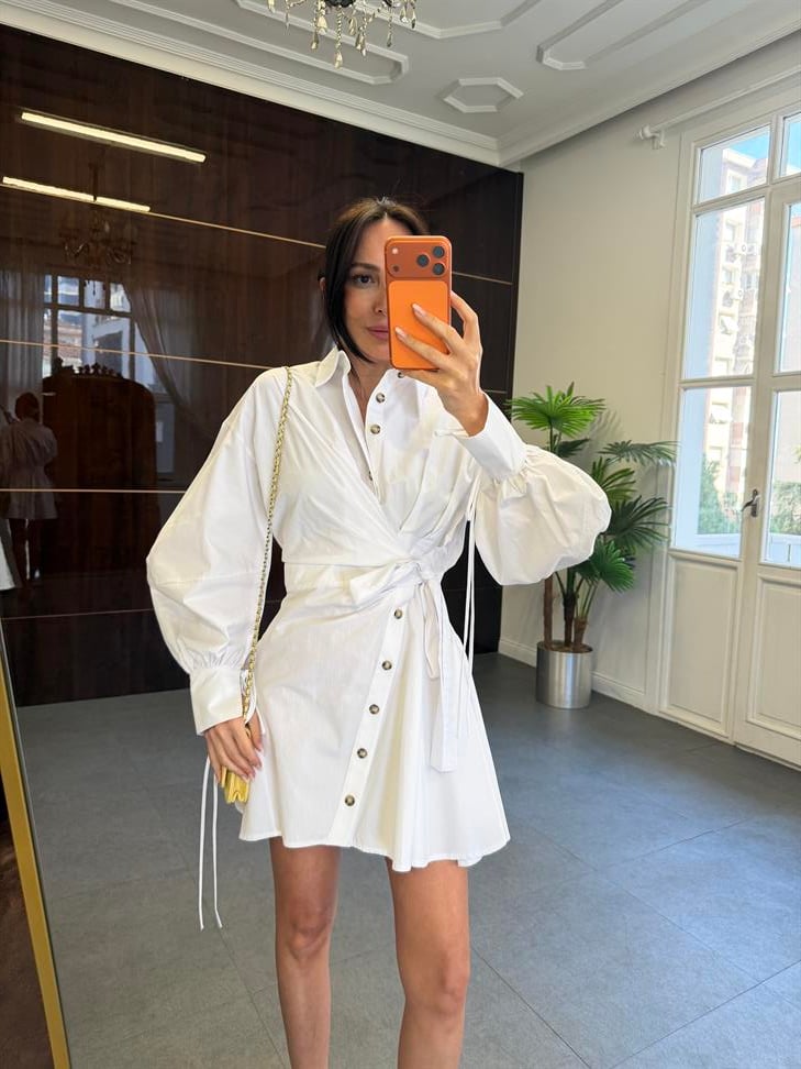 Beyaz Tasarım Mini Elbise