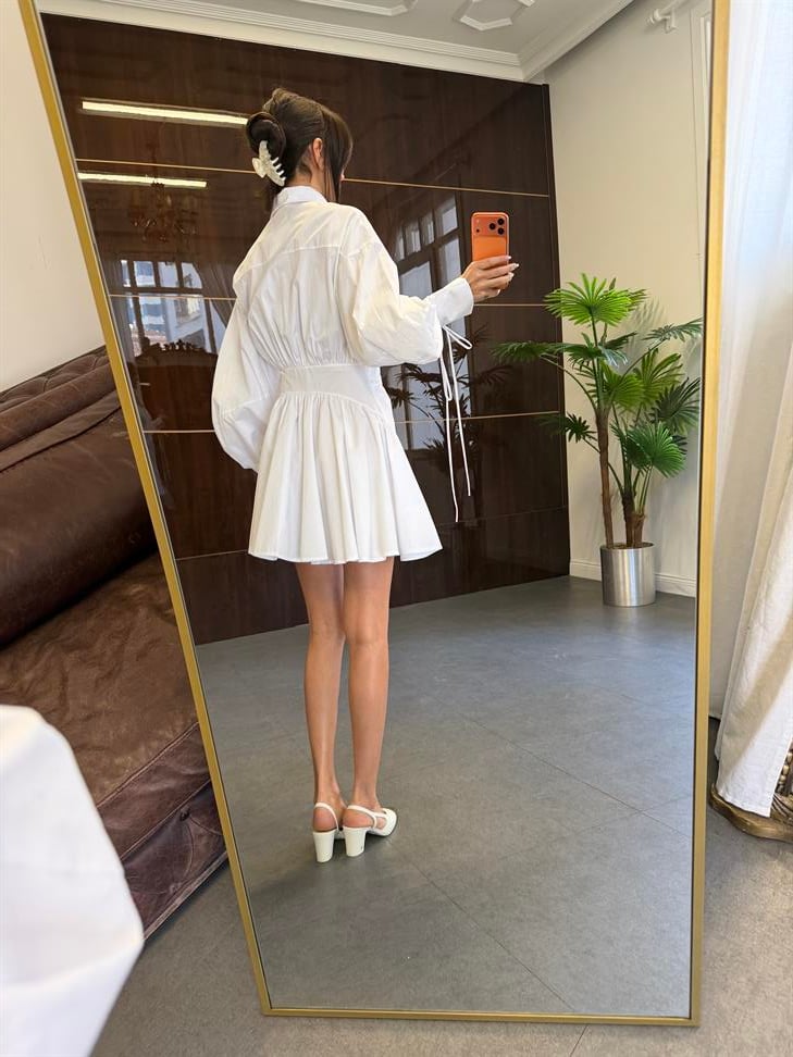 Beyaz Tasarım Mini Elbise