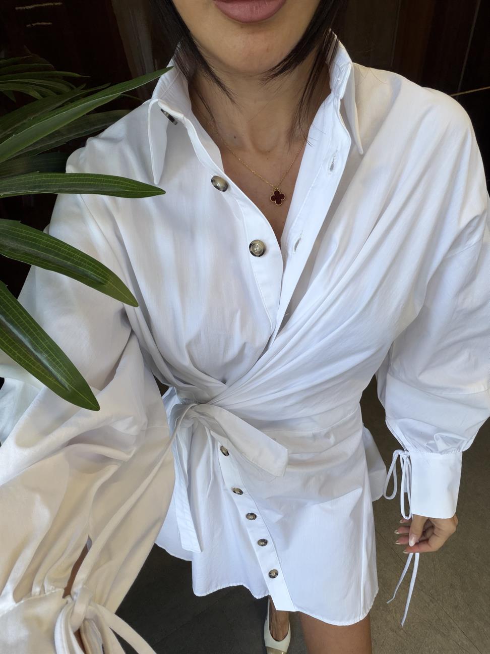 Beyaz Tasarım Mini Elbise