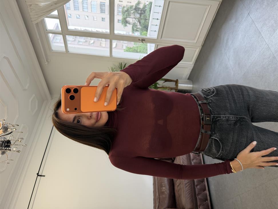 Bordo Balıkcı Yaka Kaşmir Bluz