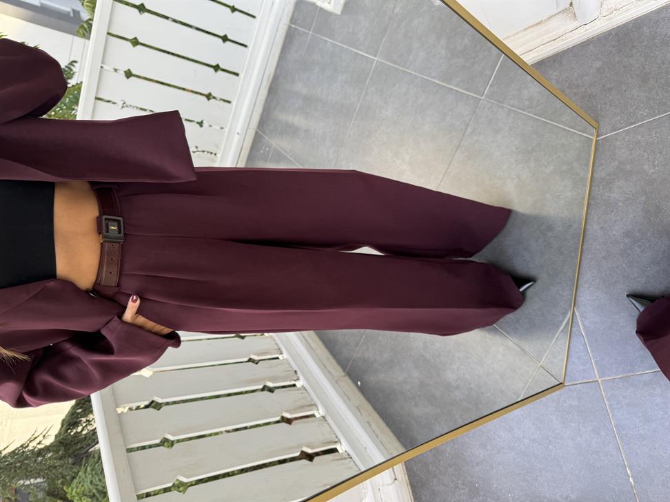 Bordo Ceket Pantolon 2li Kadın Takım