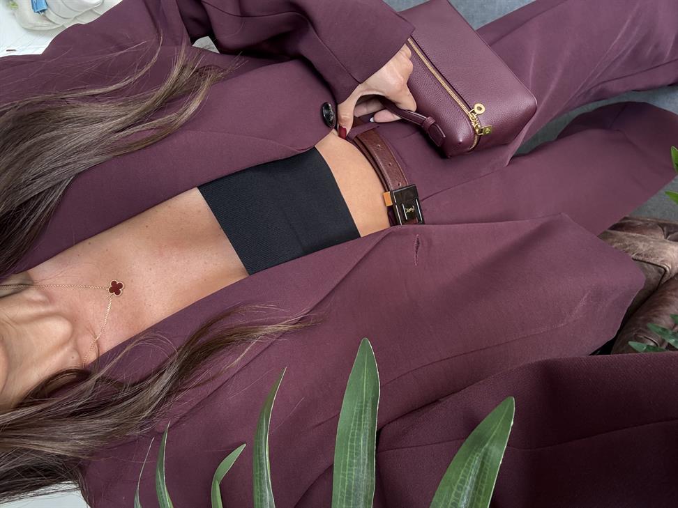 Bordo Ceket Pantolon 2li Kadın Takım