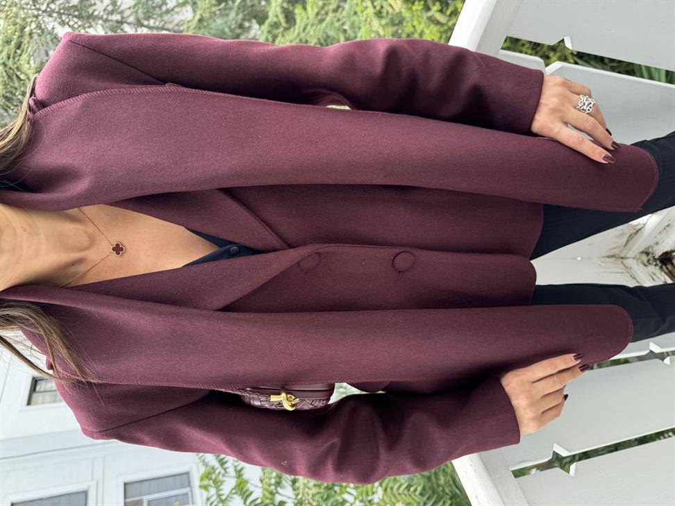 Bordo Kaşe Fular Detaylı Blazer