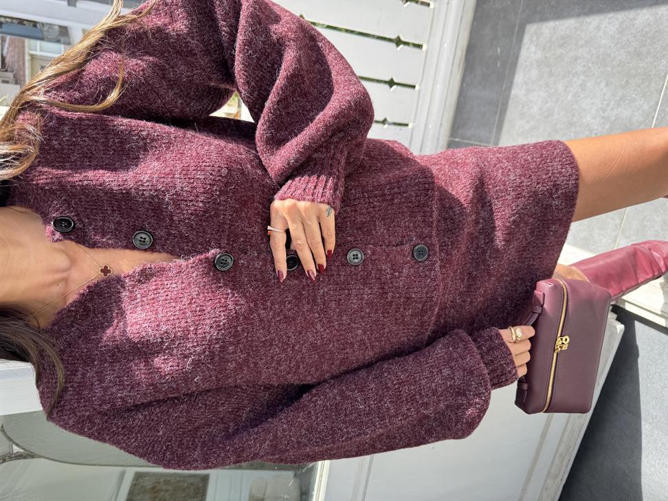 Bordo Kırçıllı Hırka Etek 2li Takım