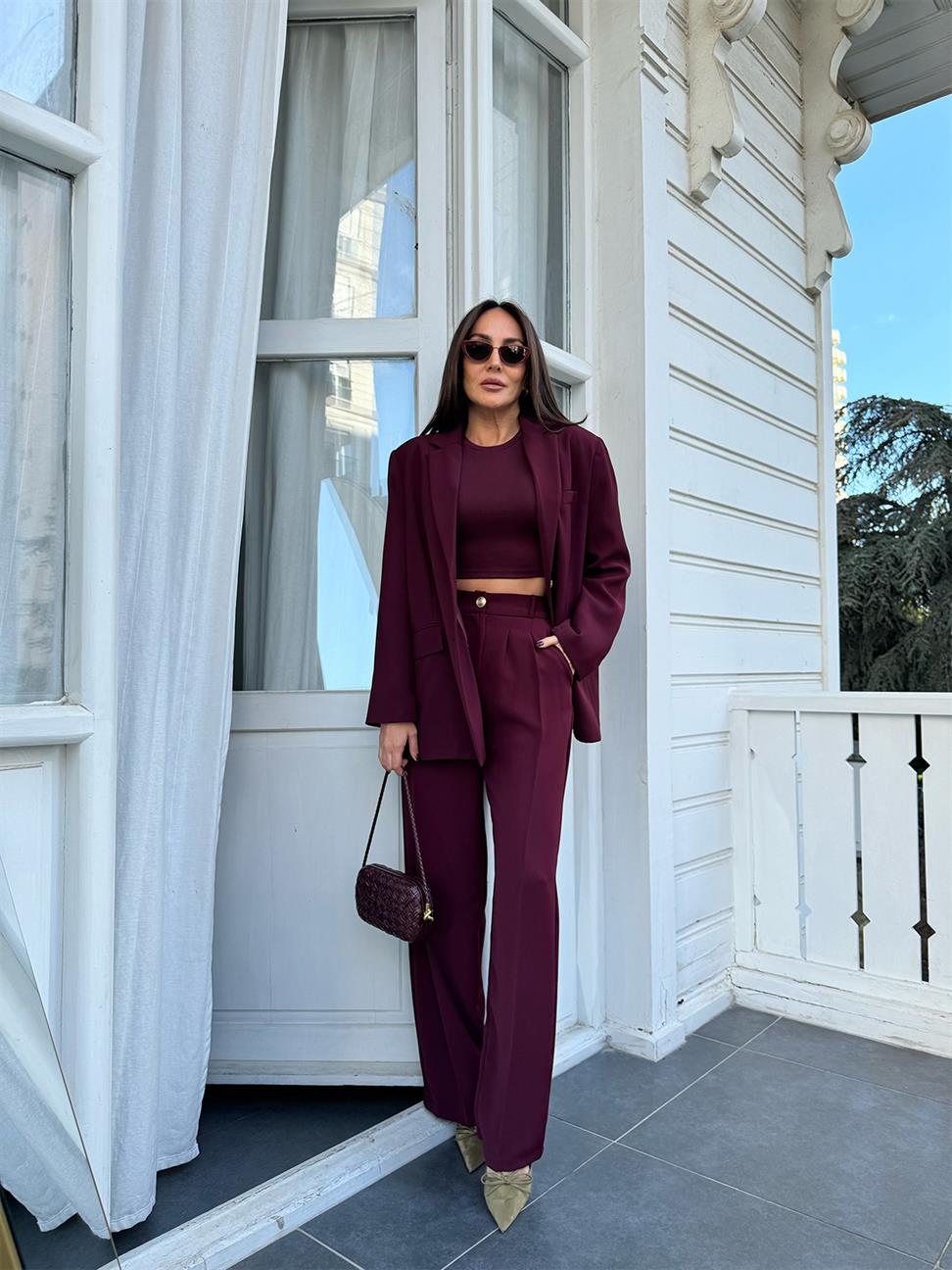 Bordo Marry Ceket Pantolon Takım