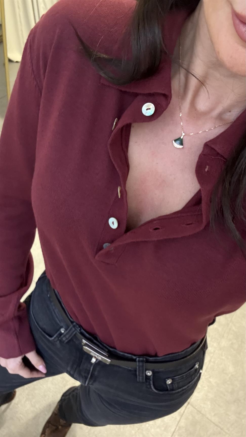 Bordo Polo Yaka Triko