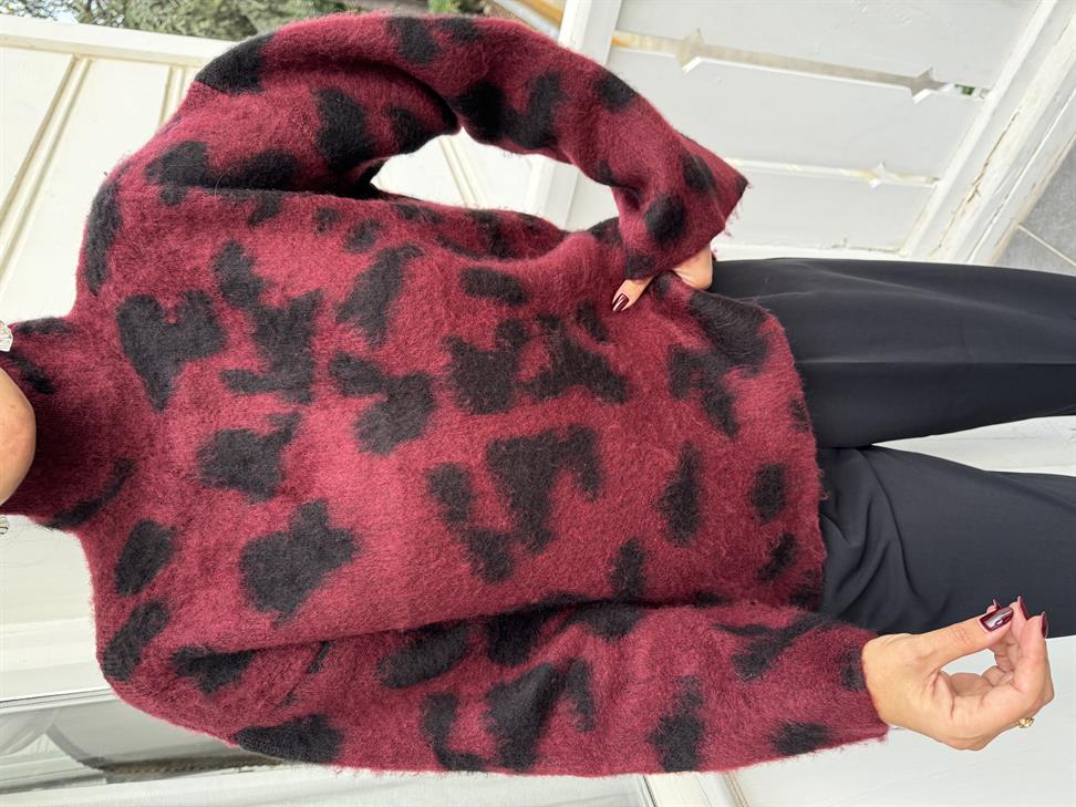 Bordo Sakallı Leopar Kazak