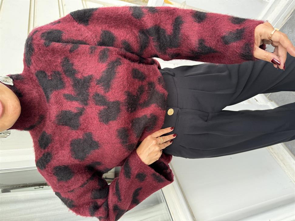 Bordo Sakallı Leopar Kazak