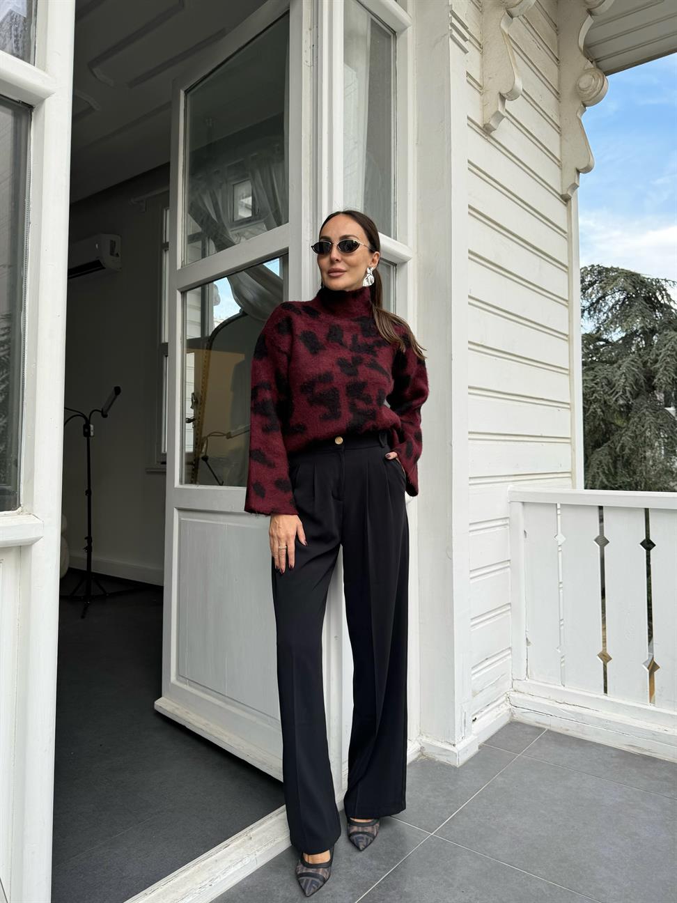 Bordo Sakallı Leopar Kazak