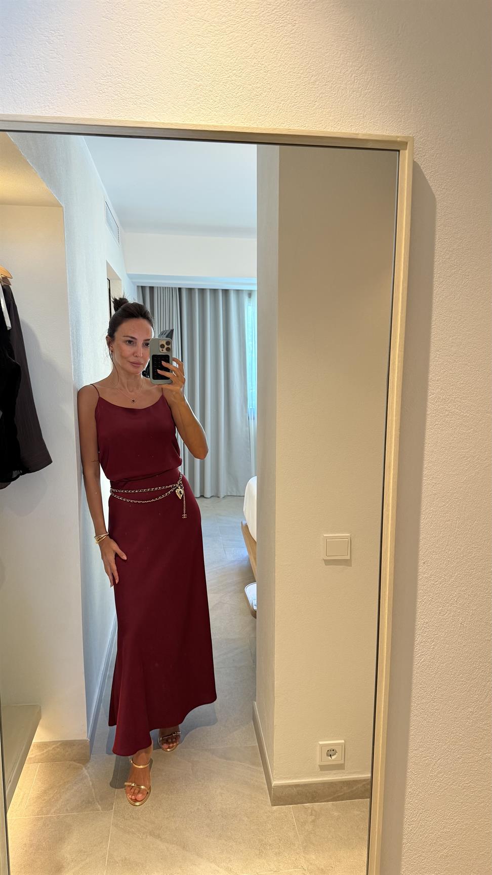 Bordo Saten Etek Bluz İkili Takım