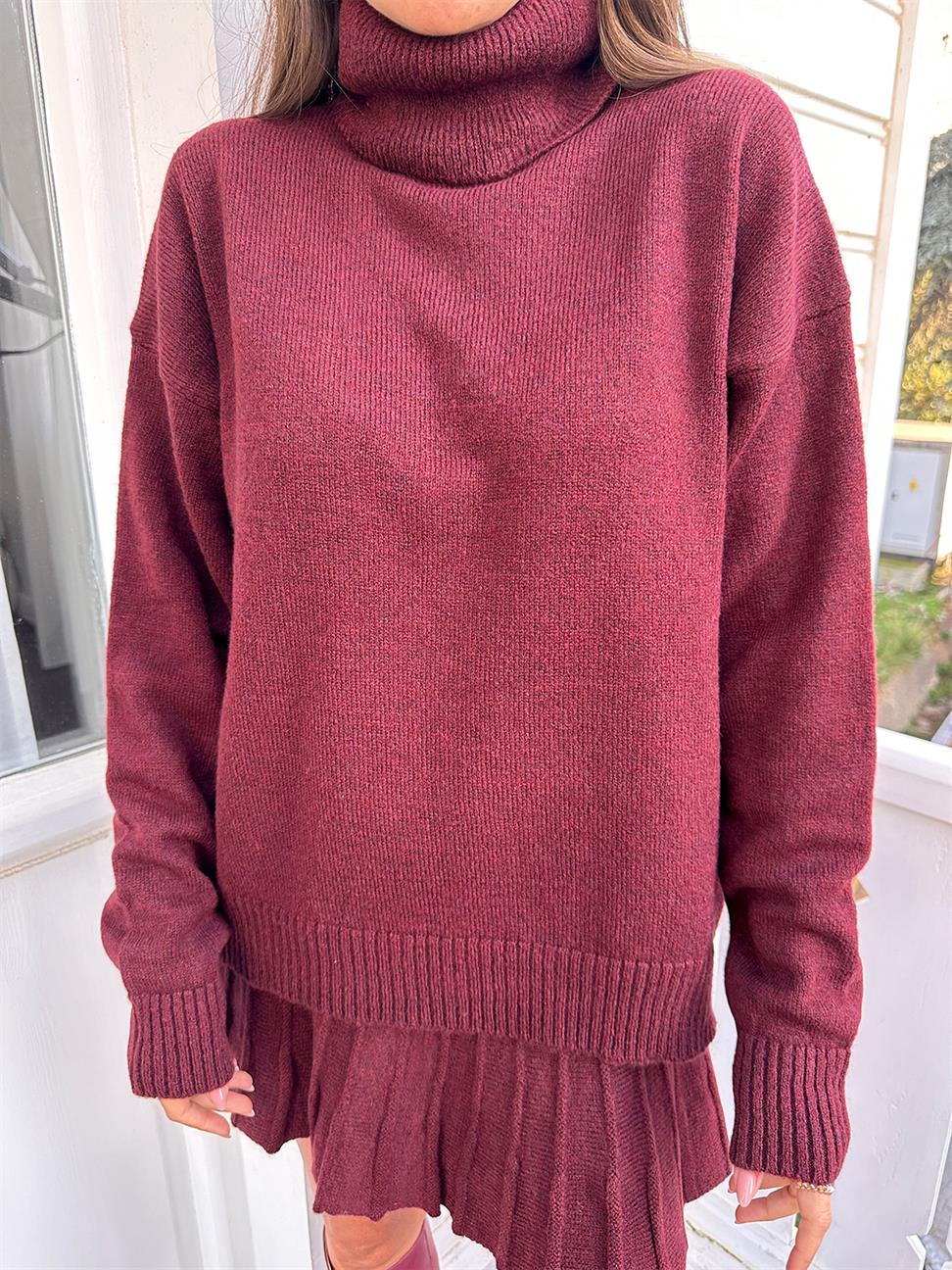 Bordo Triko Etek Takım