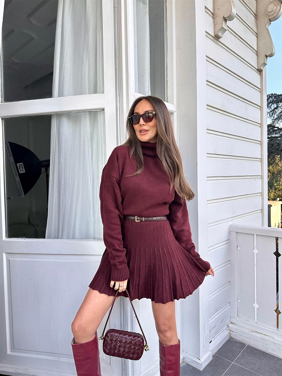 Bordo Triko Etek Takım