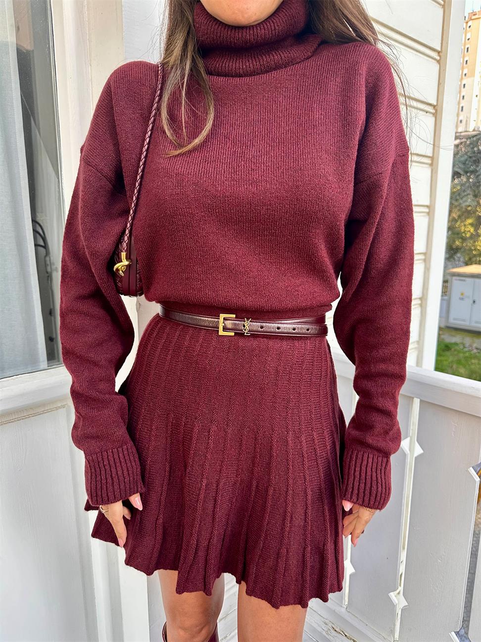 Bordo Triko Etek Takım