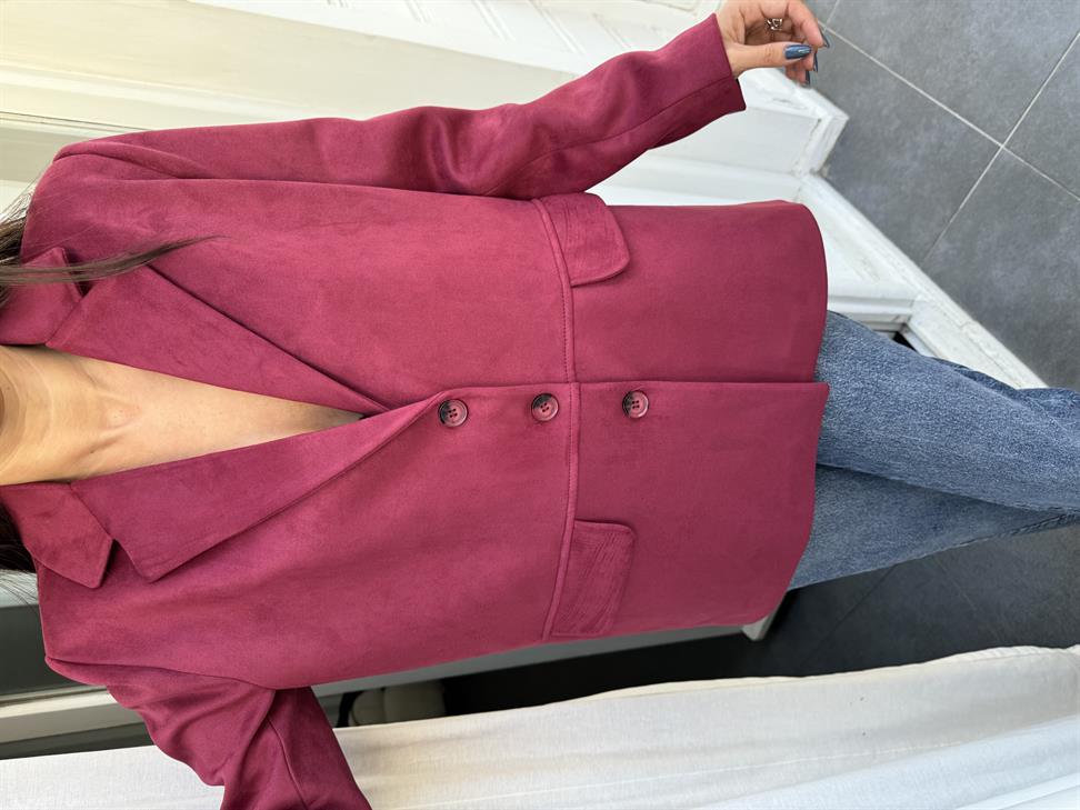 Bordo Üç Düğmeli Blazer Ceket