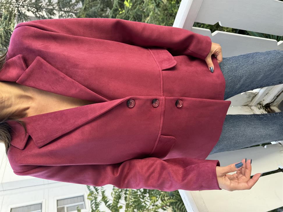 Bordo Üç Düğmeli Blazer Ceket