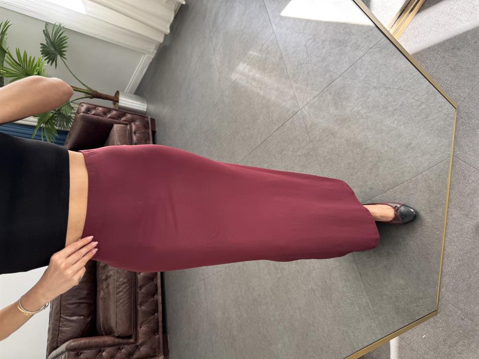 Bordo Uzun Kalem Etek