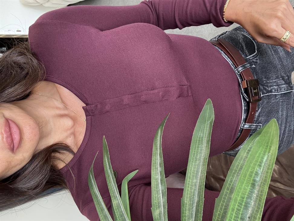 Bordo Uzun Kollu Çıtçıt  Düğmeli Top