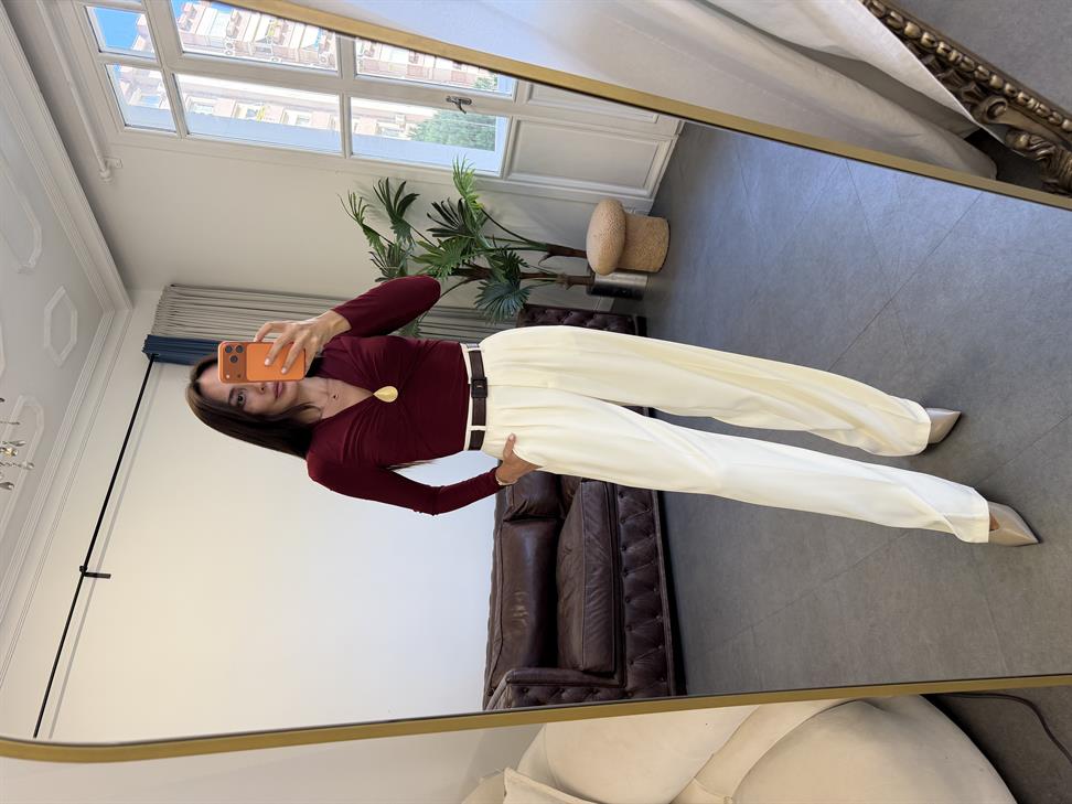 Bordo V Yaka Deniz Kabuklu Bluz