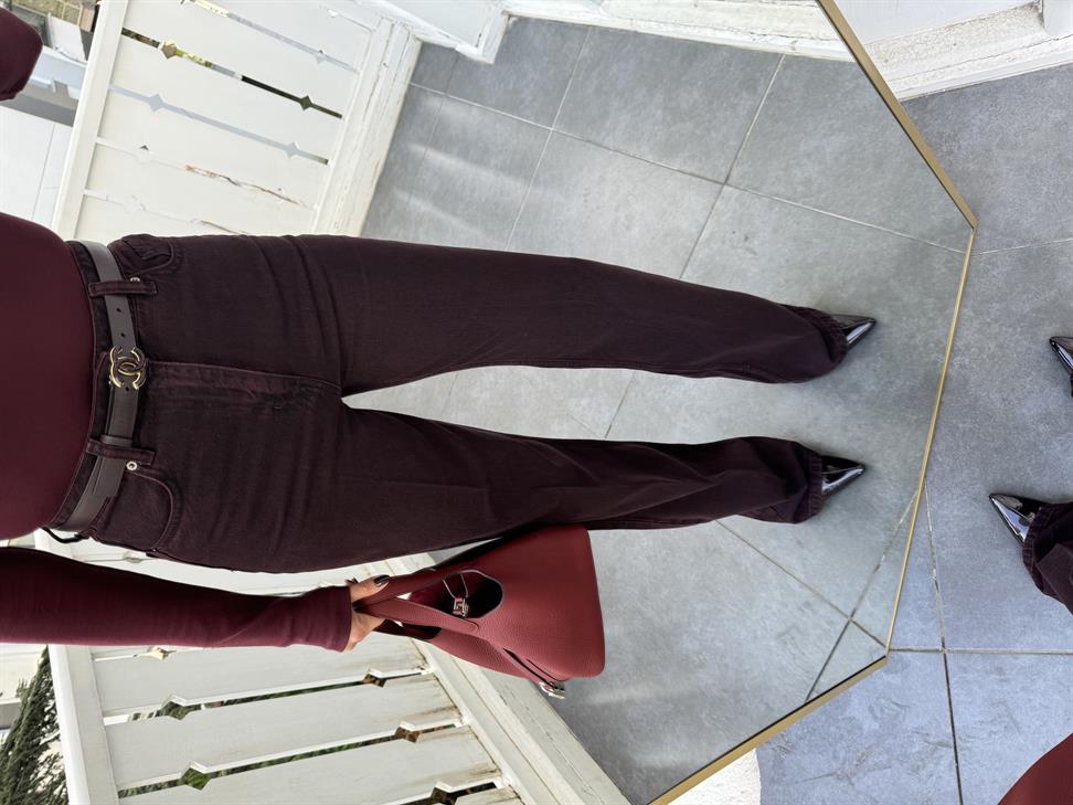 Bordo Wide-Leg Jean Pantolon